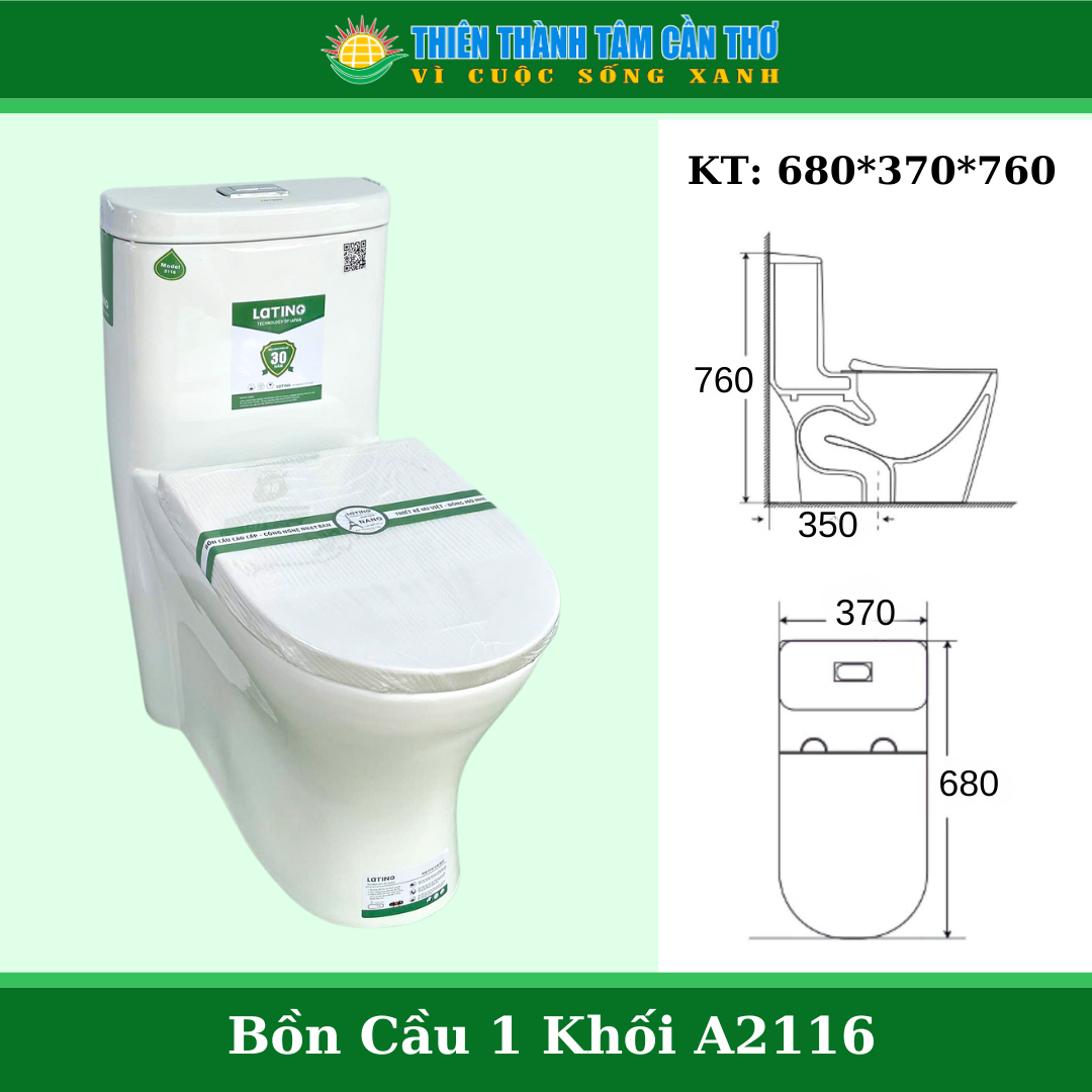 Bàn cầu 1 khối Lating A2116